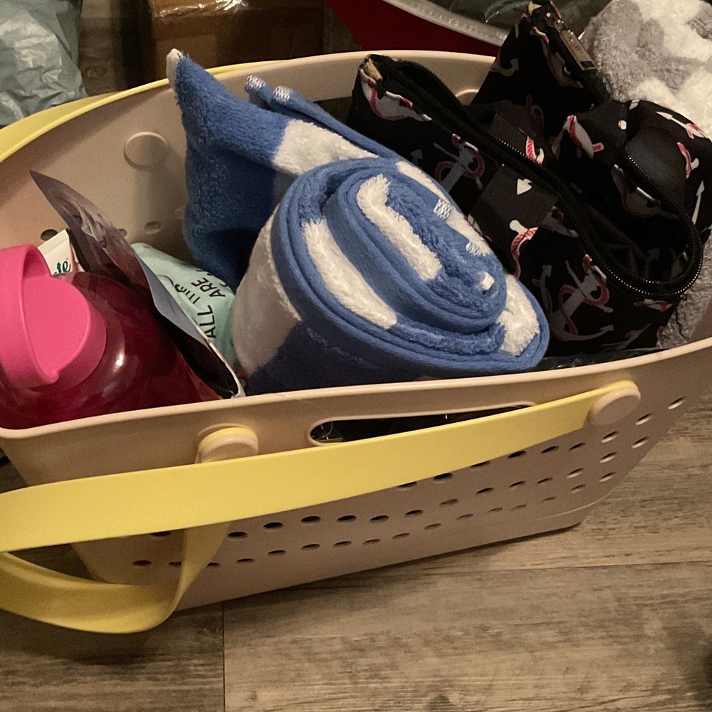Yellow and Cream Beach Basket